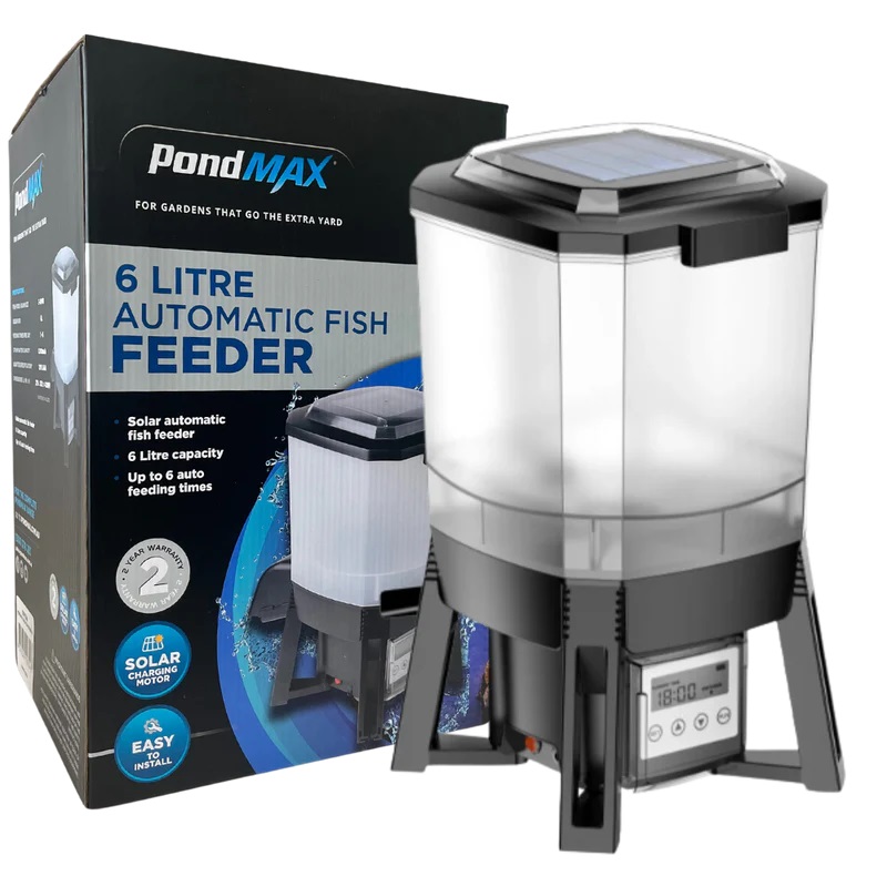 PONDMAX 6L SOLAR / AC RECHARGEABLE AUTOMATIC FISH FEEDER
