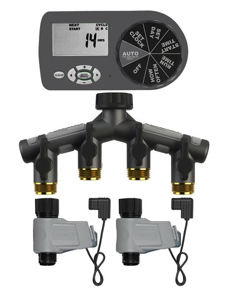ORBIT 4 STATION AUTOMATIC YARD WATERING TAP TIMER WITH 2 VALVES 550kPa MAX