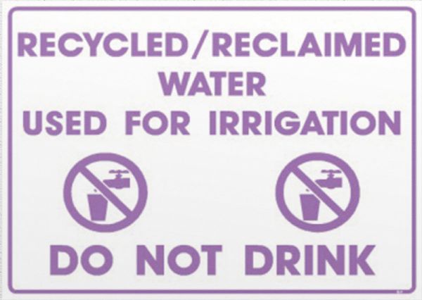 LILAC METAL RECYCLED WATER DO NOT DRINK SIGN 300MM X 400MM LARGE